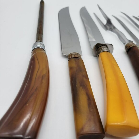 Bakelite Handle Knives Sharpener Fork 8 Pcs Misc. Stainless Blades - Picture 6 of 16